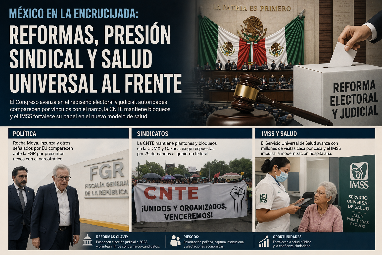 Morena acelera rediseño electoral, la CNTE presiona en las calles y el IMSS entra al tablero de salud universal